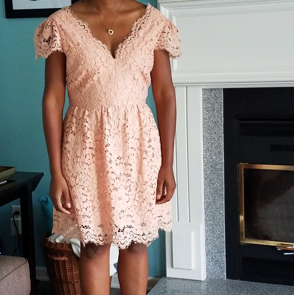 Rubin singer  peach  lace dress